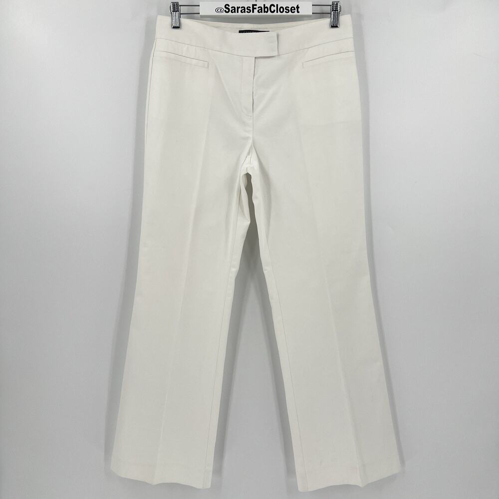 Lafayette 148 New York Straight Leg White Trousers Pants Mid Rise Women’s Size 8